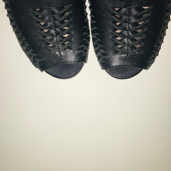 New Sam Edelman Kamie Black Vachetta Black Leather Open Toe Knee High Boots Y2K - Picture 5 of 16